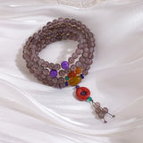 108 Smoky Quartz Beads Layers Bracelet Crystal Stone Prayer Bead