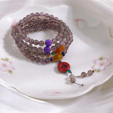 108 Smoky Quartz Beads Layers Bracelet Crystal Stone Prayer Bead