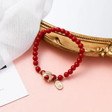 Red Glass Beads Strand Bracelet Lucky Fu Wallet Animal Char