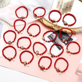 Red Glass Beads Strand Bracelet Lucky Fu Wallet Animal Char