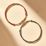 Hand Braided Koi Fish Lucky Bracelets Vintage Red Rope Charm Bracelet Anklet