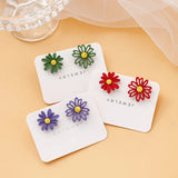 Sweet Daisy Flower Stud Earrings Asymmetry Brincos Jewelry
