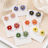 Sweet Daisy Flower Stud Earrings Asymmetry Brincos Jewelry