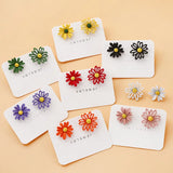 Sweet Daisy Flower Stud Earrings Asymmetry Brincos Jewelry