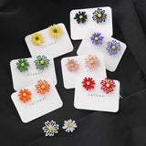 Sweet Daisy Flower Stud Earrings Asymmetry Brincos Jewelry