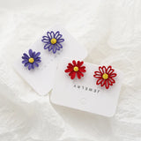 Sweet Daisy Flower Stud Earrings Asymmetry Brincos Jewelry