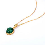 14k Yellow Filled Green Stone Pendant Necklace - Wedding Couple Jewelry