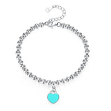 S925 Sterling Silver Heart Lucky Bangle Bracelet for Women