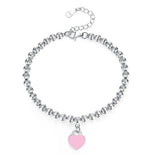 S925 Sterling Silver Heart Lucky Bangle Bracelet for Women