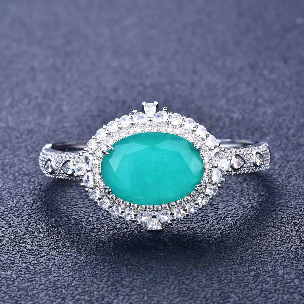 Vintage Boho Bangle Bracelet with Paraiba Toumaline Stone