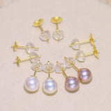 MeiBaPJ Freshwater Pearl Stud Earrings Wedding Jewelry Women
