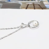 AAA Zircon Pearl Pendant Necklace 925 Sterling Silver Party Jewelry