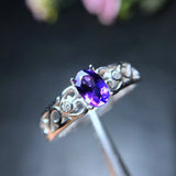 MeiBaPJ Amethyst Gemstone Ring 925 Sterling Silver Fine Jewelry