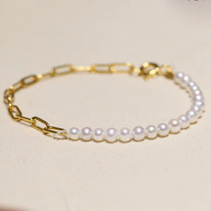 925 Silver Freshwater Pearl Chain Bracelet for Women Wedding Jewelry