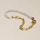 925 Silver Freshwater Pearl Chain Bracelet for Women Wedding Jewelry