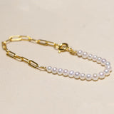 925 Silver Freshwater Pearl Chain Bracelet for Women Wedding Jewelry