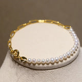 925 Silver Freshwater Pearl Chain Bracelet for Women Wedding Jewelry