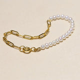 925 Silver Freshwater Pearl Chain Bracelet for Women Wedding Jewelry