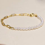 925 Silver Freshwater Pearl Chain Bracelet for Women Wedding Jewelry