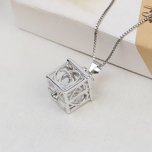 925 Silver Magic Make Wish Box Pendant Necklace With Pearl