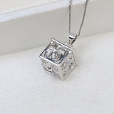 925 Silver Magic Make Wish Box Pendant Necklace With Pearl