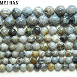 MeiHan 6-10mm Grey Bamboo Leaf Agate Loose Beads for Jewelry Making