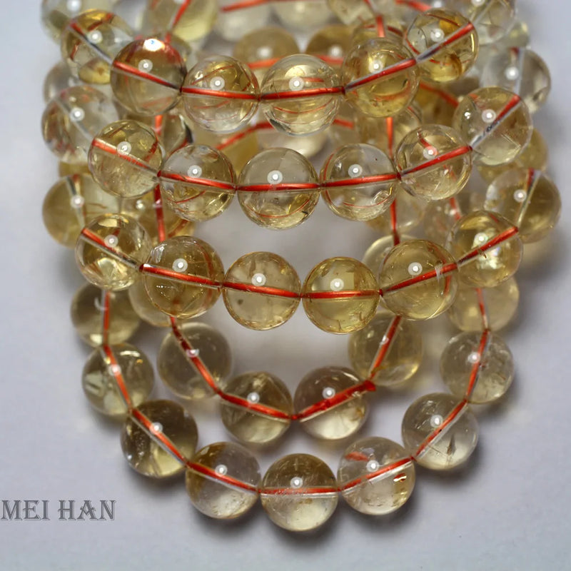 Meiahn Citrine 13-14mm Round Beads Bracelet for Jewelry Making