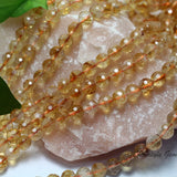 Meiahn Natural Citrine Faceted Round Beads Bracelet Quartz Stone