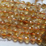 Meiahn Natural Citrine Faceted Round Beads Bracelet Quartz Stone