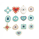 Meibeads 4 Pcs Couple Evil Eye Pendant Charms DIY Necklace Jewelry Making
