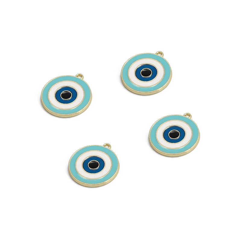 Meibeads 4 Pcs Couple Evil Eye Pendant Charms DIY Necklace Jewelry Making