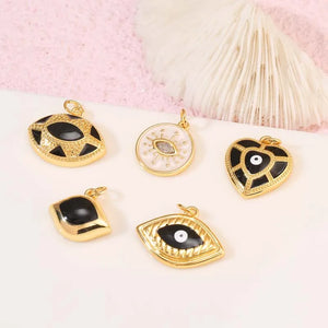 Meibeads Heart Pendant Evil Eye For DIY Necklace 2pcs