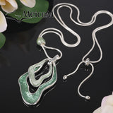 Green Double Layer Geometric Pendant Necklace For Women