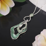 Green Double Layer Geometric Pendant Necklace For Women
