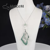 Green Double Layer Geometric Pendant Necklace For Women