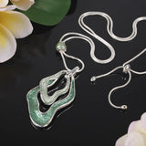 Green Double Layer Geometric Pendant Necklace For Women