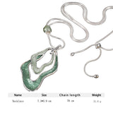 Green Double Layer Geometric Pendant Necklace For Women