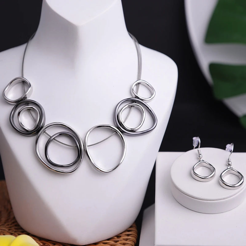 Geometric Necklace Choker Chain Bridal Wedding Jewelry