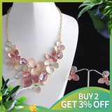 Crystal Flower Necklaces Set High Choker Women Alloy Chain Statement Necklace