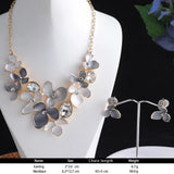 Crystal Flower Necklaces Set High Choker Women Alloy Chain Statement Necklace