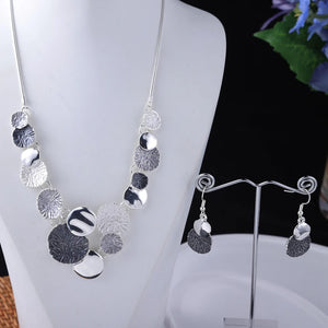 Enamel Necklace Set Geometric Woman Jewelry Silver Necklaces for Party