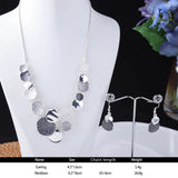 Enamel Necklace Set Geometric Woman Jewelry Silver Necklaces for Party