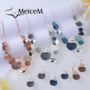 Enamel Necklace Set Geometric Woman Jewelry Silver Necklaces for Party