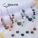 Enamel Necklace Set Geometric Woman Jewelry Silver Necklaces for Party