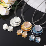 Yellow Silver Pendant Chain Choker Necklace for Women