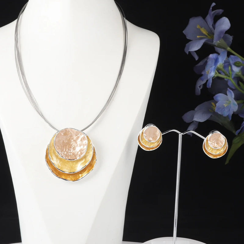 Yellow Silver Pendant Chain Choker Necklace for Women