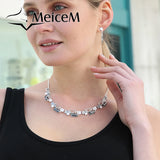 Grey Enamel Necklace Geometric Chain Necklaces Woman Gift