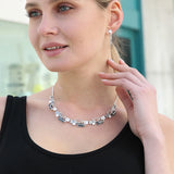 Grey Enamel Necklace Geometric Chain Necklaces Woman Gift