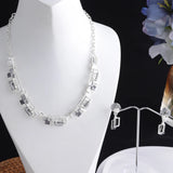Grey Enamel Necklace Geometric Chain Necklaces Woman Gift