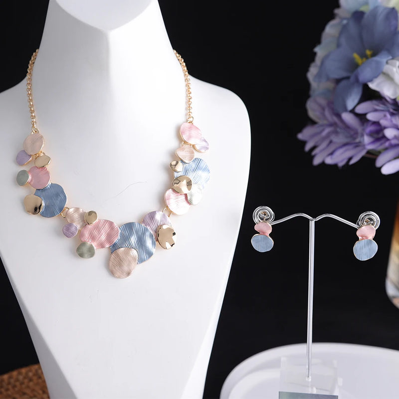 Geometric Choker Chain Necklace Enamel Bridal Wedding Jewelry Gift